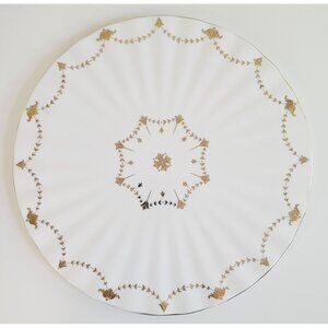 Vintage Gorham Grand Manor Gold Cake Plate Porcelain Serving Scalloped Edges